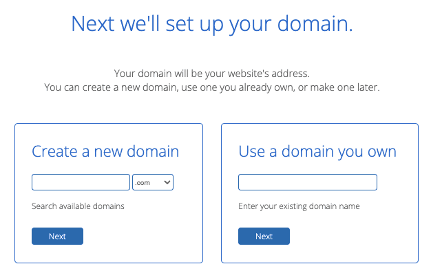 bluehost enter domain name