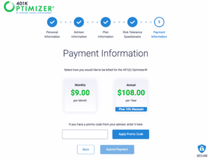 401k optimizer payment options